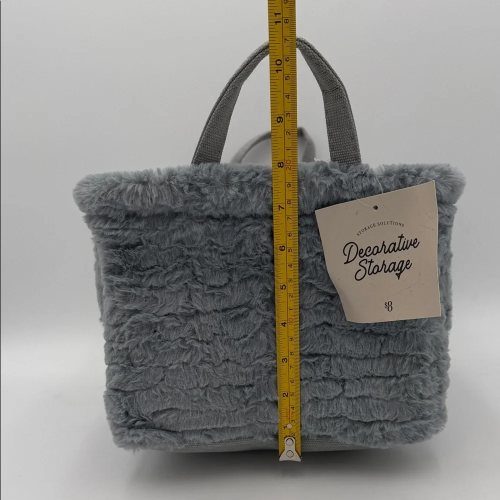 Gray Fuzzy Storage Basket